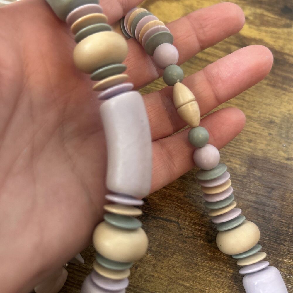 Lot 3 Vintage Beaded Necklaces Pastel Statement Set w Earrings Retro Chic - Picture 12 of 13